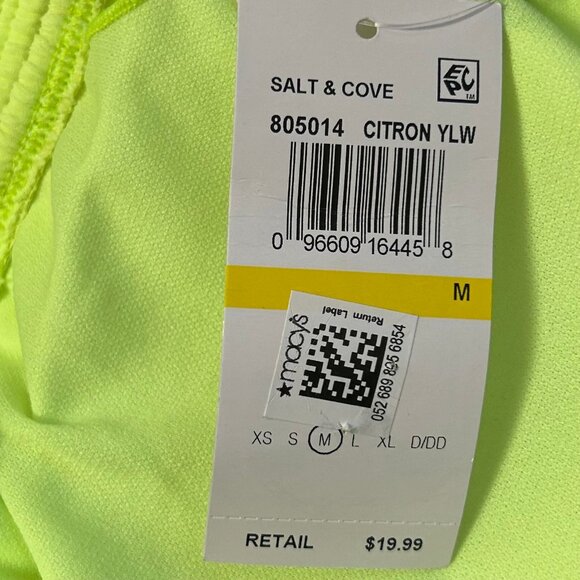 Salt+Cove Sandy Ribbed One-Shoulder Bikini Top Citron Yellow Size M - Picture 7 of 8